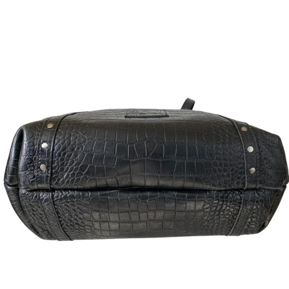 Patricia Nash Benvenuto Croc Leather Tote LARGE‎ Studded Shoulder Bag Black Work